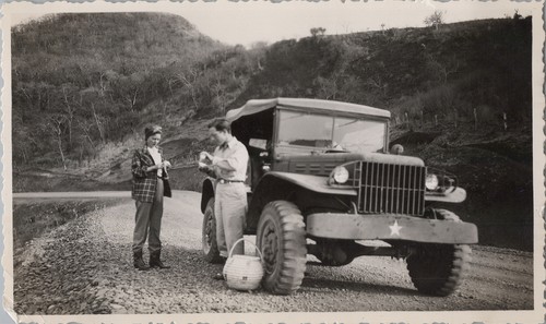 Ww2 photo men beside dodge - ww2,