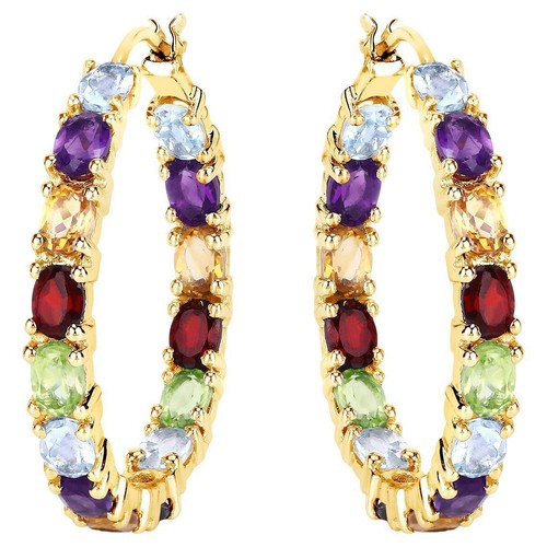 Natural multi gemstone hoop - multi,