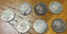 7 x France 1864/67/nd/1899/1908  50 Cents BB, Napoleon III 83.5% Silver
