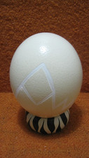 Carved Ostrich Egg with Stand