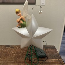 Rare Disney Store Tinkerbell Star Light Up Fiber Optic Christmas Tree Topper