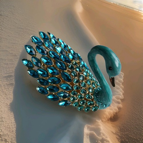 Blue rhinestone swan - rhinestone, trinket