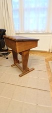Vintage Antique Pine School Desk Hinged Lid with Ink Well