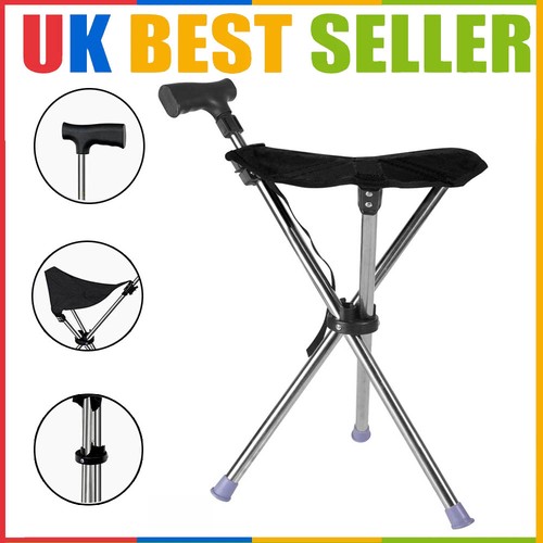 Folding walking stick seat - folding,