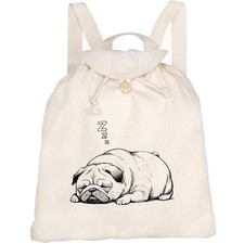 'Sleeping Pug' Canvas Rucksack