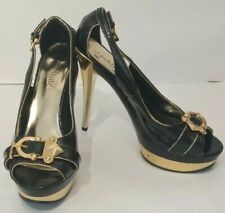 Publicite Gold /Black High Hills Platform Shoes Size 6 UK.
