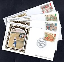 First Day Cover Stamps Benham Silks 900th Ann The Domesday Book 1986 Set of 4