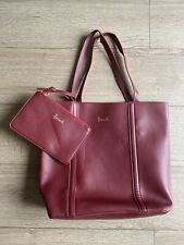 Harrods Shopping  Faux Leather Red Tote Bag with Small Pouch