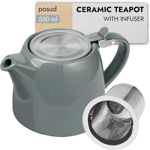 Grey ceramic teapot - grey,