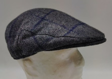 Failsworth Cambridge Moon Wool Men's Flat Cap Grey With Navy Check 7 1/8 - 58cm