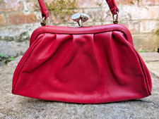 Vintage 1960's 1970's Red Pleather Leather Style Clutch Vinyl Film Prop Handbag