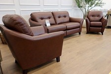G Plan HATTON Capri Oak - P210 Highest P-Grade Leather 3 Seat Sofa and 2 Chairs