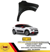 CITROEN C3 2017 - 2020 FRONT WING RIGHT DRIVER SIDE WITH WHEEL ARCH TRIM HOLES 