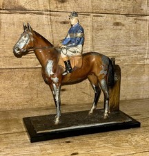 Antique Austrian Cold-Painted Spelter Racehorse & Jockey Match Striker / Lighter