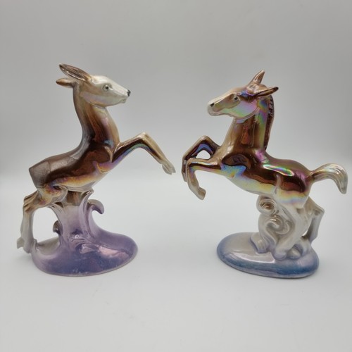 Horse and deer lustreware - and,