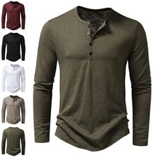 Men's T Shirts Long Sleeve T-shirt Mens Henley Neck Daily Wear Casual Basic Tops