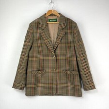 Rowlands Hacking Jacket Womens 12 Green Check Wool Vintage Twill Country Blazer