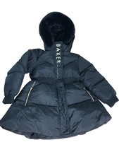 BAKER by TED BAKER Girls Black Puffer Jacket Size 7 Years Hooded Winter