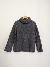 Womens FINISTERRE Blue Grey Marl Wool Roll Neck Knit Jumper - Size 10
