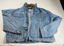 Vintage Rock Port  Men’s  M Denim Trucker   Jacket Suede  Collar  Blue Jean