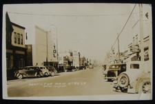 OLD CANADA RP POSTCARD PENTICTON MAIN ST OKANAGAN BC CINEMA CARS NEAR KALEDEN