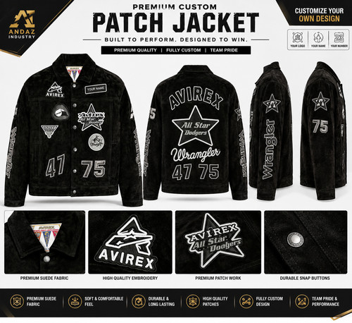 Men black suede patch - suede,