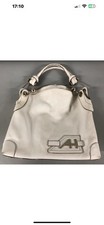 Anya Hindmarch Leather Tote Shoulder Bag White AH Bow Pouch Pockets Good Shape