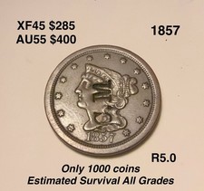 1857 Braided Hair Half Cent AU