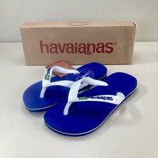 Havaianas Brazil Logo Flip Flop Summer Sandal Blue Size Kids UK 12.5-13 EU 31-32