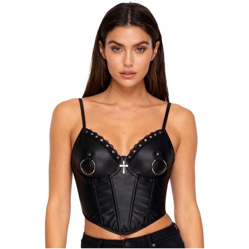 Womens punk leather corset - womens,