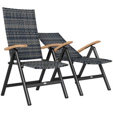 Outsunny Folding Rattan Garden Dining Chairs Reclining Back, Refurbished