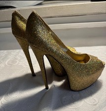 Crystal Women's Sandals Gold PeepToe Platform Stiletto Heel PartyBridal Shoes