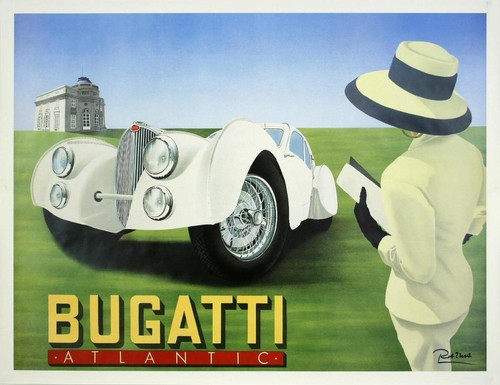 Bugatti atlantic poster - atlantic, art