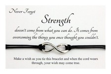 Life Inspirational,Strength Infinity Charm Wish bracelet Friendship gift
