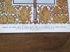 1911 Print English King & Queen Coronation Regalia Royal Sceptre Crown Sword