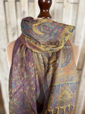 Gold multi paisley pure silk