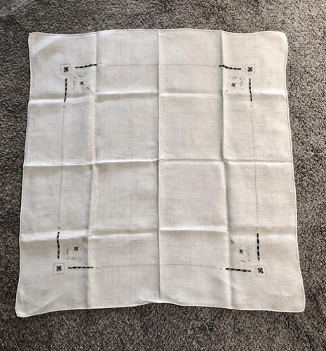 Vintage white tablecloth cut - tablecloth,