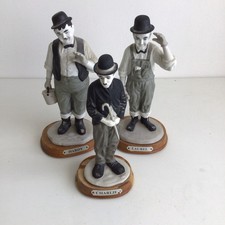Three Limited Edition Laurel &Hardy And Charlie Chaplin Figurines