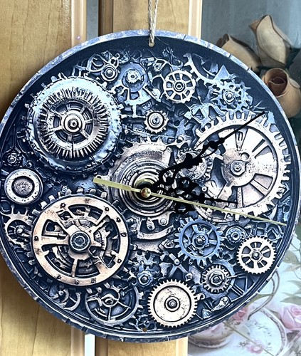 Clock steampunk cogs tin - steampunk,
