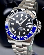 40mm Blue Black GMT, Sapphire Crystal, Seiko NH34 Movement, 200m WR, Mod Watch.