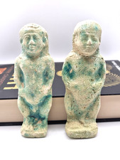 Set of 2 Egyptian Style Faience Ushabti Figures ~13cm Ancient Look