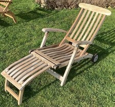 Barlow Tyrie Commodore teak steamer/reclining lounger garden patio chair