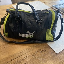 Vintage Puma Gym Bag With Detachable Shoulder Strap. Black With Green Detail.poc
