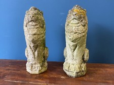 A Pair Of Vintage Cast Stone Lion Statues