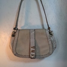 Reiss Suede Leather Beige Shoulder Bag Gold Hardware 