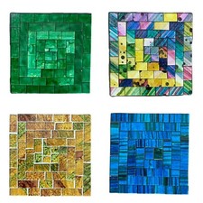 Square Glass Mosaic Colourful Drinks Coaster or Tile - Wood Backed