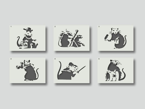 Banksy rat stencils - stencils, wall