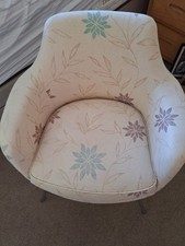 1960/70s Tub Chair Beige/cream Floral Lovely med size Vintage Chair