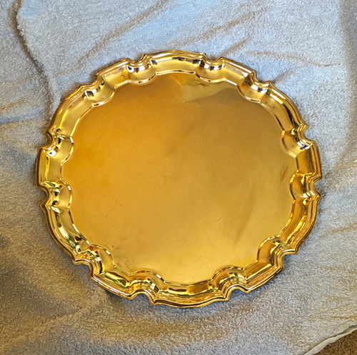 Round silver metal serving - round,
