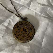  Vintage White Star Line RMS Titanic Brass Nautical Compass and chain  